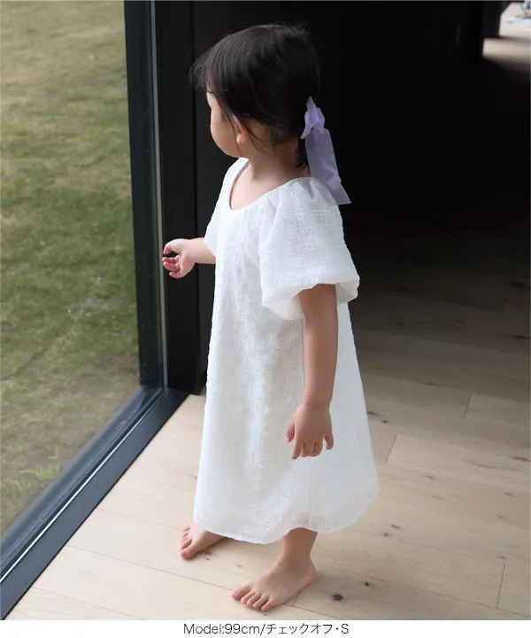 [ yuiさんコラボ ]【キッズ】前後2wayパフスリーブワンピース [E3550]
