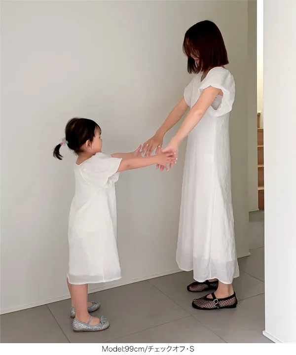 [ yuiさんコラボ ]【キッズ】前後2wayパフスリーブワンピース [E3550]