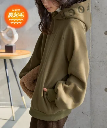 フード刺繍ビッグスウェットトップス [E3552]