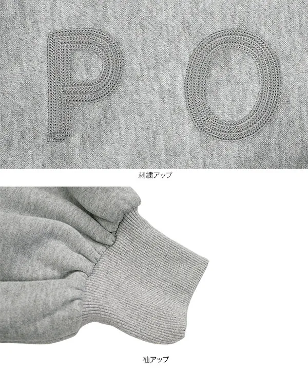 フード刺繍ビッグスウェットトップス [E3552]