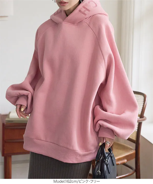 フード刺繍ビッグスウェットトップス [E3552] - レディース