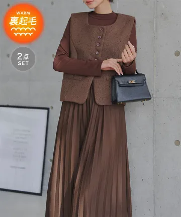 エイココンドウ ジレ ベスト ロング ワンピース ドット フード タフタ ドット柄ジャージーロングワンピース／日本製／洗える | HIROKO