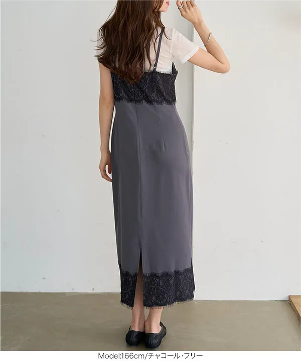 レーストリムキャミワンピース [E3572]| 送料無料 3/3(火)12:00~3/4(水