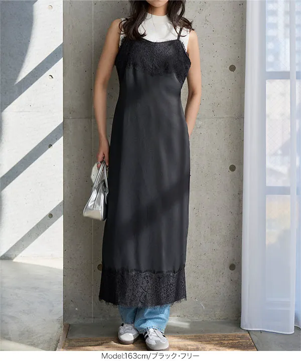 レーストリムキャミワンピース [E3572]| 送料無料 3/3(火)12:00~3/4(水