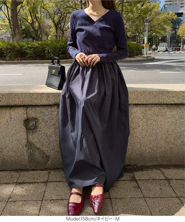 極美品♡ルネ♡ドッキングワンピース ハートネックドッキングワンピース [E3577] - レディースファッション