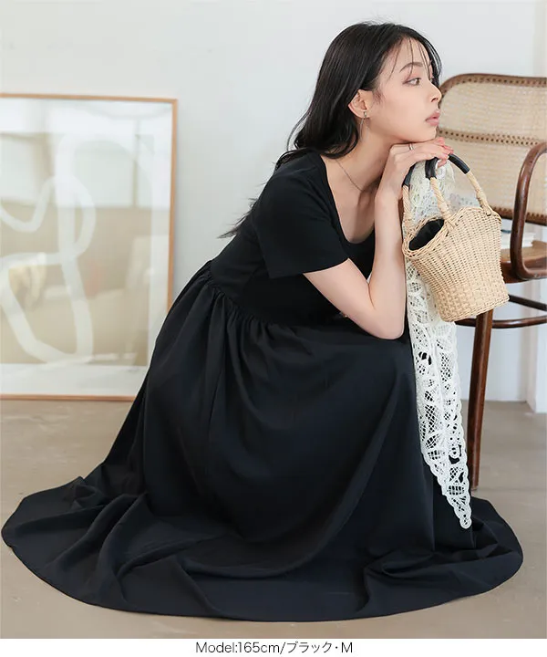 極美品♡ルネ♡ドッキングワンピース M L 深Uネックドッキングワンピース [E3585] - レディースファッション