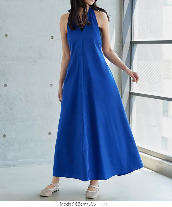 シワになりにくい 深Vネックコットンタッチワンピース [E3593]| SALE！