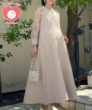 [ mamaレタス ] 授乳ファスナー付き袖レースオケージョンワンピース [E3613]｜今だけ送料無料！