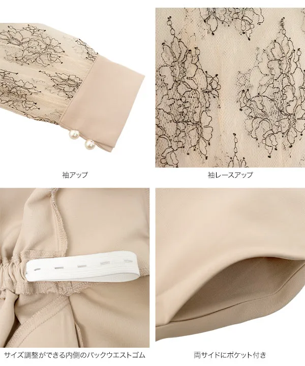 [ mamaレタス ] 授乳ファスナー付き袖レースオケージョンワンピース [E3613]｜今だけ送料無料！
