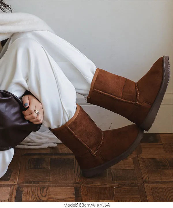 ベーシックミドル丈ムートンブーツ [H534] - レディースファッション