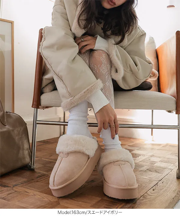 2way厚底バックバンドムートンサンダル [H578] - レディース