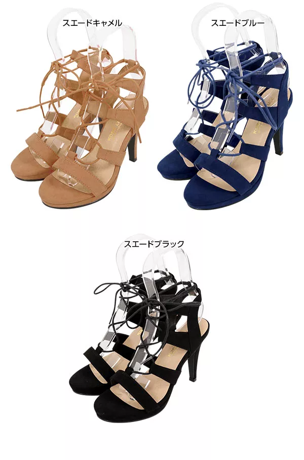 レースアップギリーヒールサンダル [I1148] - レディースファッション