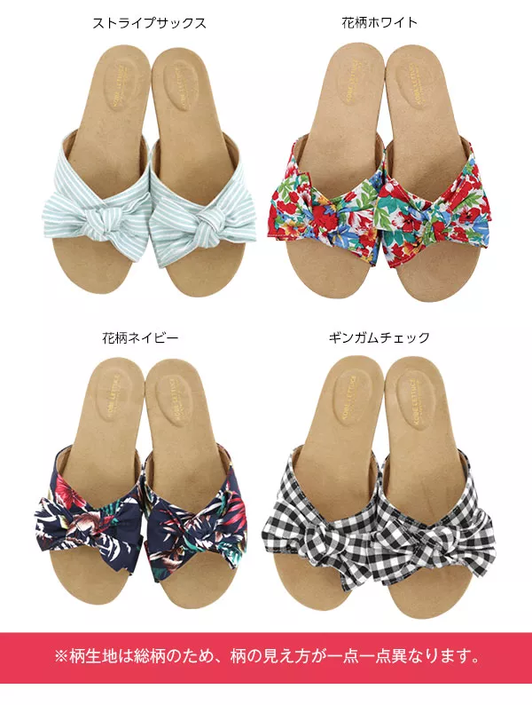 BIGリボンフラットソールサンダル [I1376]