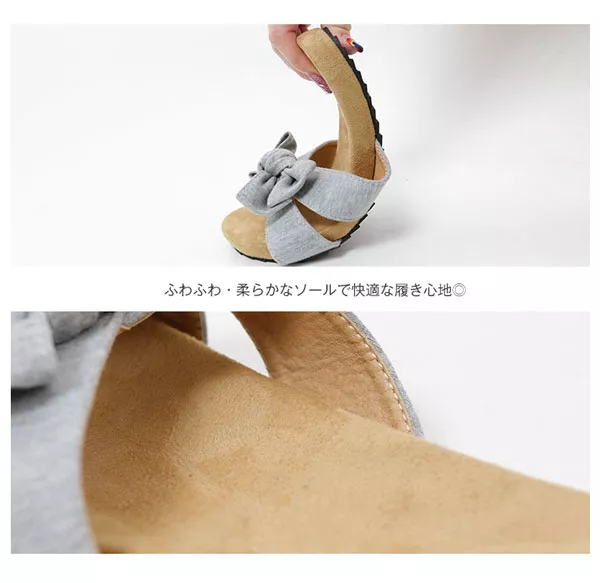 BIGリボンフラットソールサンダル [I1376]