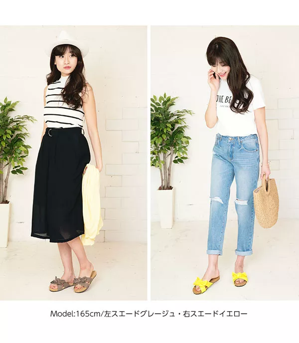 BIGリボンフラットソールサンダル [I1376]