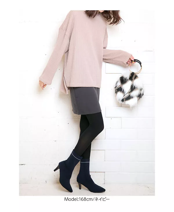 ラインdesign☆ストレッチソックスブーツ [I1427] - レディース