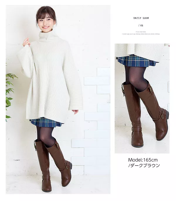 フラットソールニーハイジョッキーブーツ [I1459] - レディース