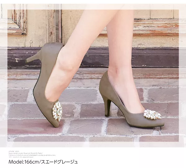 ビジューポインテッドトゥパンプス [I1460]
