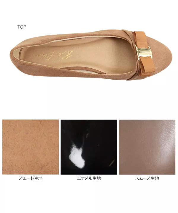 ラウンドリボンフラットパンプス [I1733]