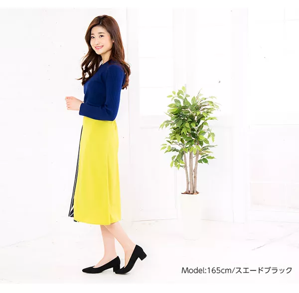 チャンキーヒールポインテッドパンプス [I1734]