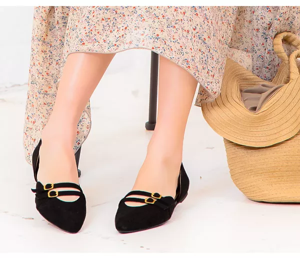 ダブルトゥストラップセパレートパンプス [I1765] - レディース