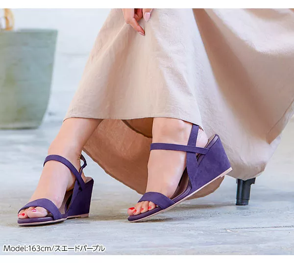ウェッジゴムサンダル7cm ヒール [I1799] - レディースファッション