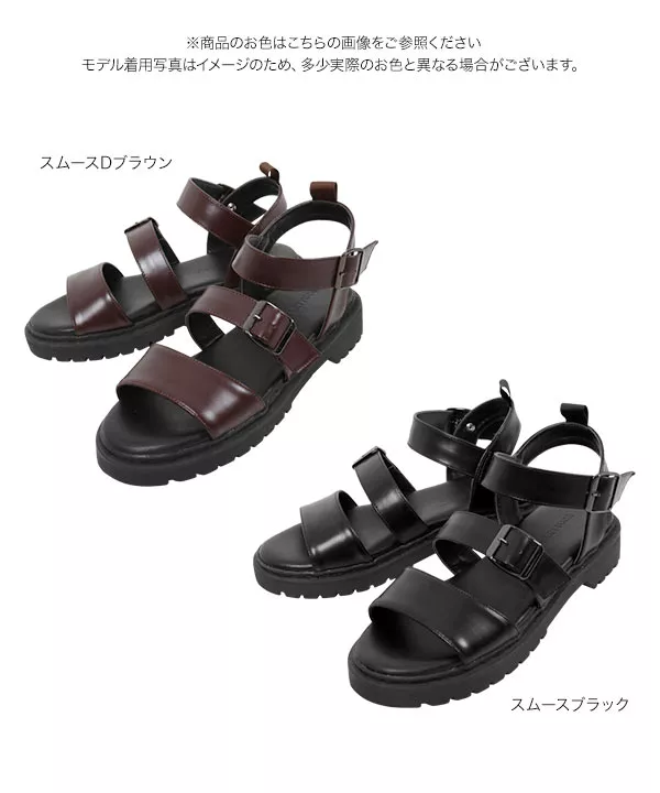 3ストラップフラットサンダル [I1852]