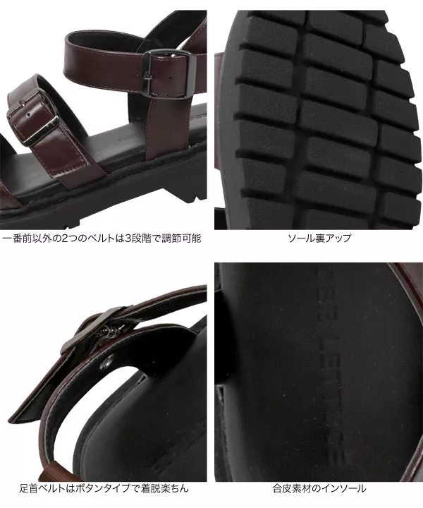 3ストラップフラットサンダル [I1852]