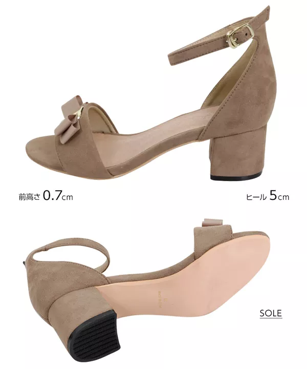チャンキーヒールリボンサンダル [I1853] - レディースファッション