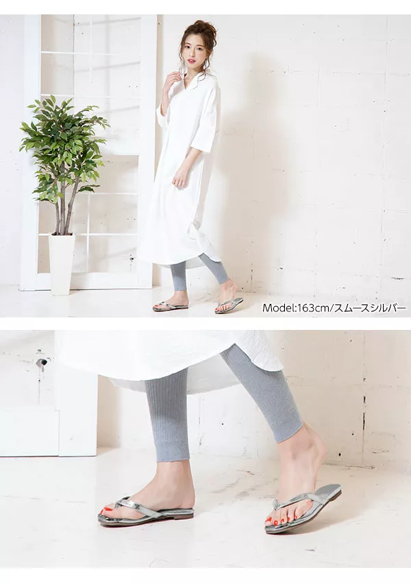 メタリックトゥトングフラットサンダル [I1857]