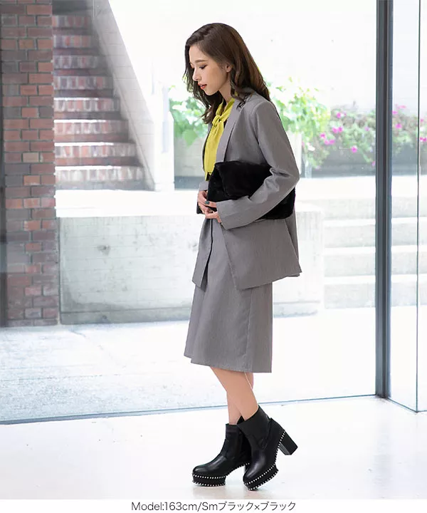 ステッチチャンキーヒールブーツ [I1937] - レディースファッション