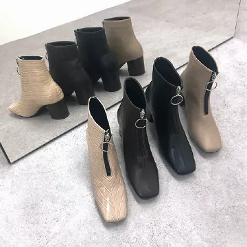 フロントジップスクエアトゥブーツ [I1978]