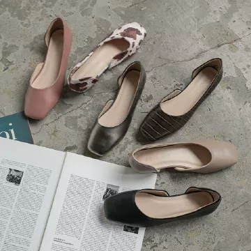 サイドカットスクエアフラットパンプス [I2046]