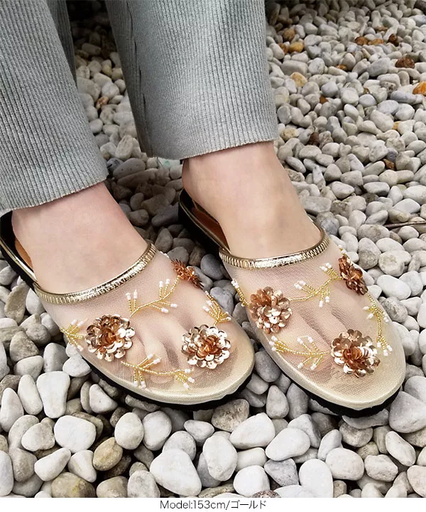 フラワーチュールフラットサンダル [I2069]