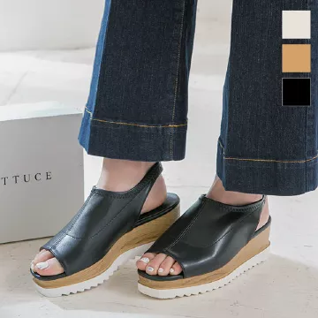 【24-25AW】ELISABETTA サテンウェッジ付き レザー サンダル MANDY レザー ウェッジ サンダル ー MKシグネチャー