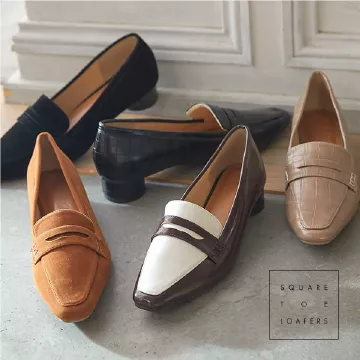 スクエアトゥヒールローファー [I2183]