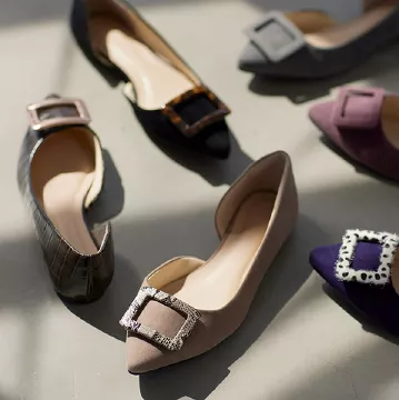 スクエアモチーフフラットパンプス [I2200]