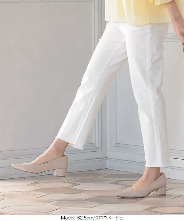 ロングノーズチャンキーヒールパンプス [I2264] - レディース