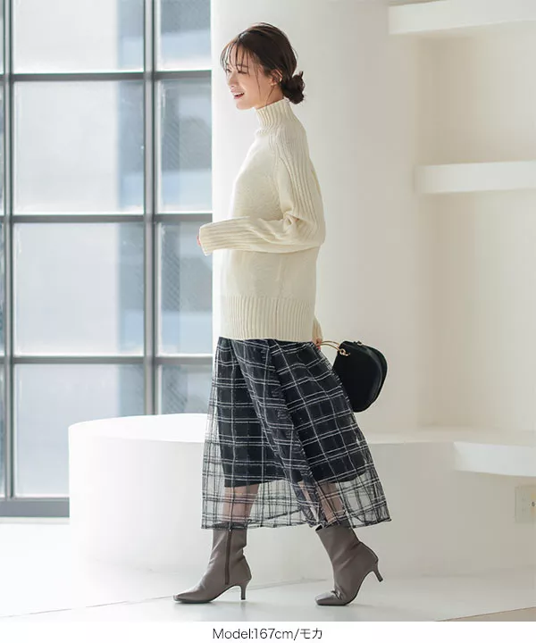 ワイドスクエアミドルヒールブーツ [I2379]