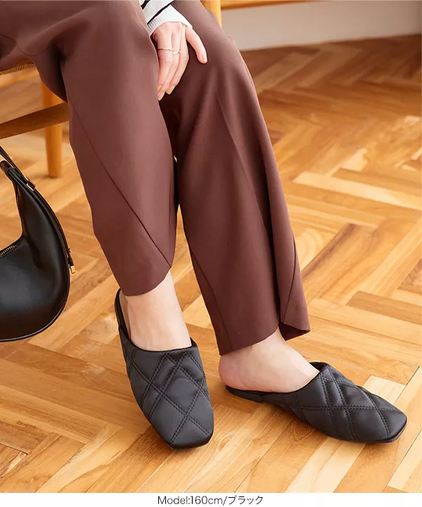 サテンキルティングミュール [I2402] - レディースファッション通販