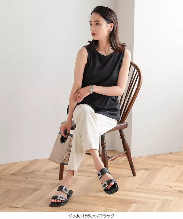 ♡ＲＩＥ　サイドビジュー付サンダル♡ ビジューダブルベルトサンダル [I2449] - レディース