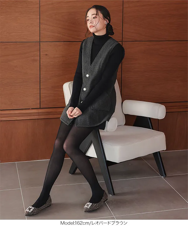 ビジューフラットポインテッドトゥパンプス [I2476] - レディース