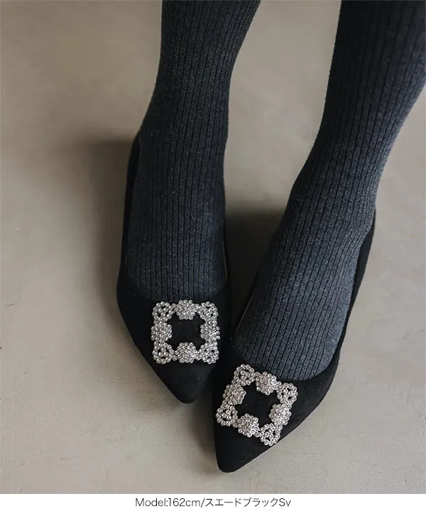 ポインテッドフラットビジューパンプス ビジューフラットポインテッドトゥパンプス [I2476] - レディース