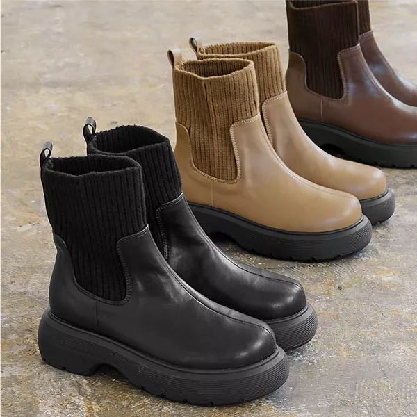 リブ切り替えブーツ [I2496] - レディースファッション通販 神戸レタス