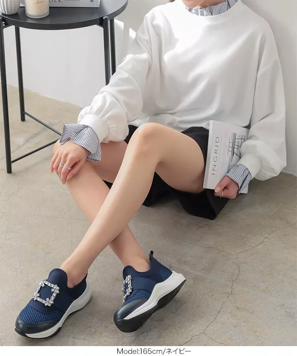 厚底ビジュースニーカー [I2536] - レディースファッション通販 神戸