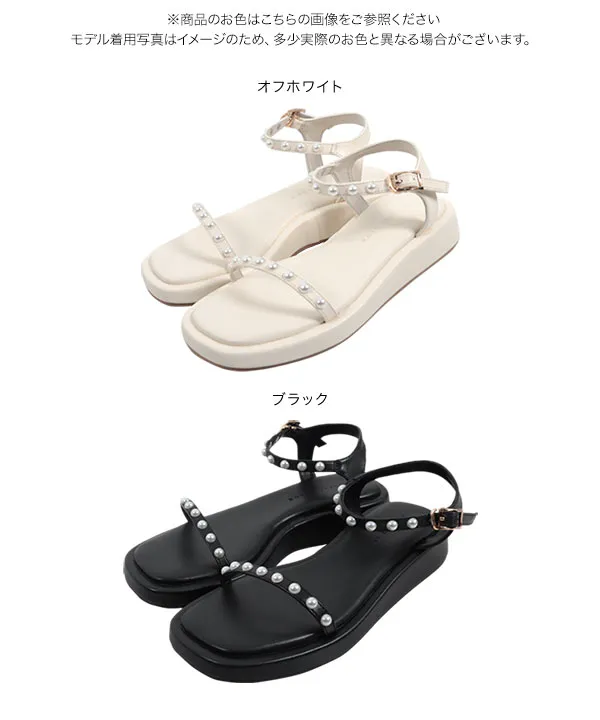 ダブルベルトパールサンダル [I2614] - レディースファッション