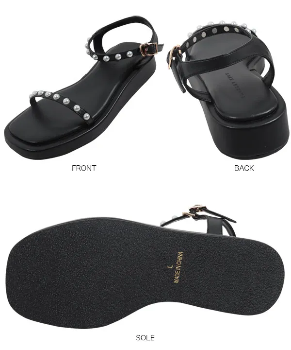 ダブルベルトパールサンダル [I2614] - レディースファッション通販