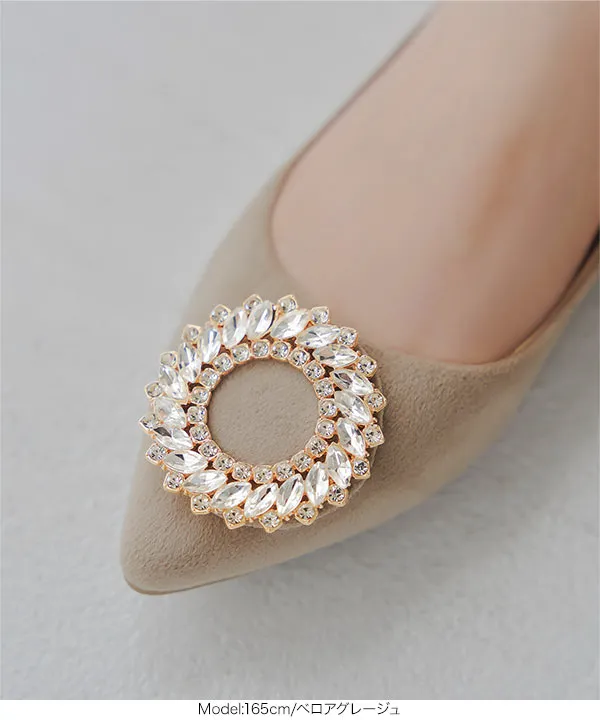 サークルビジューフラットパンプス [I2628] - レディースファッション