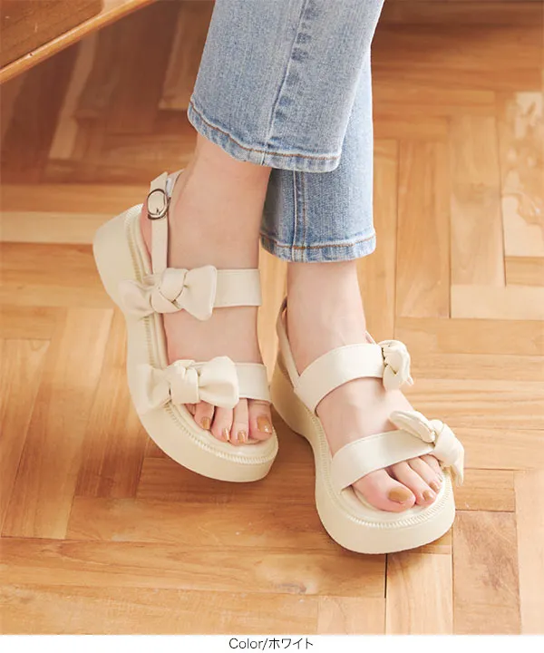 厚底リボンサンダル [I2631] - レディースファッション通販 神戸レタス