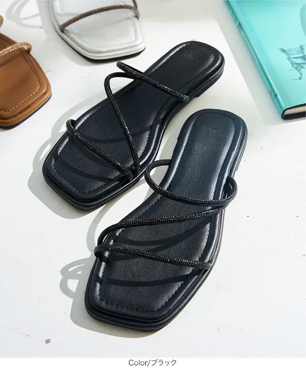 キラキラフラットサンダル [I2647] - レディースファッション